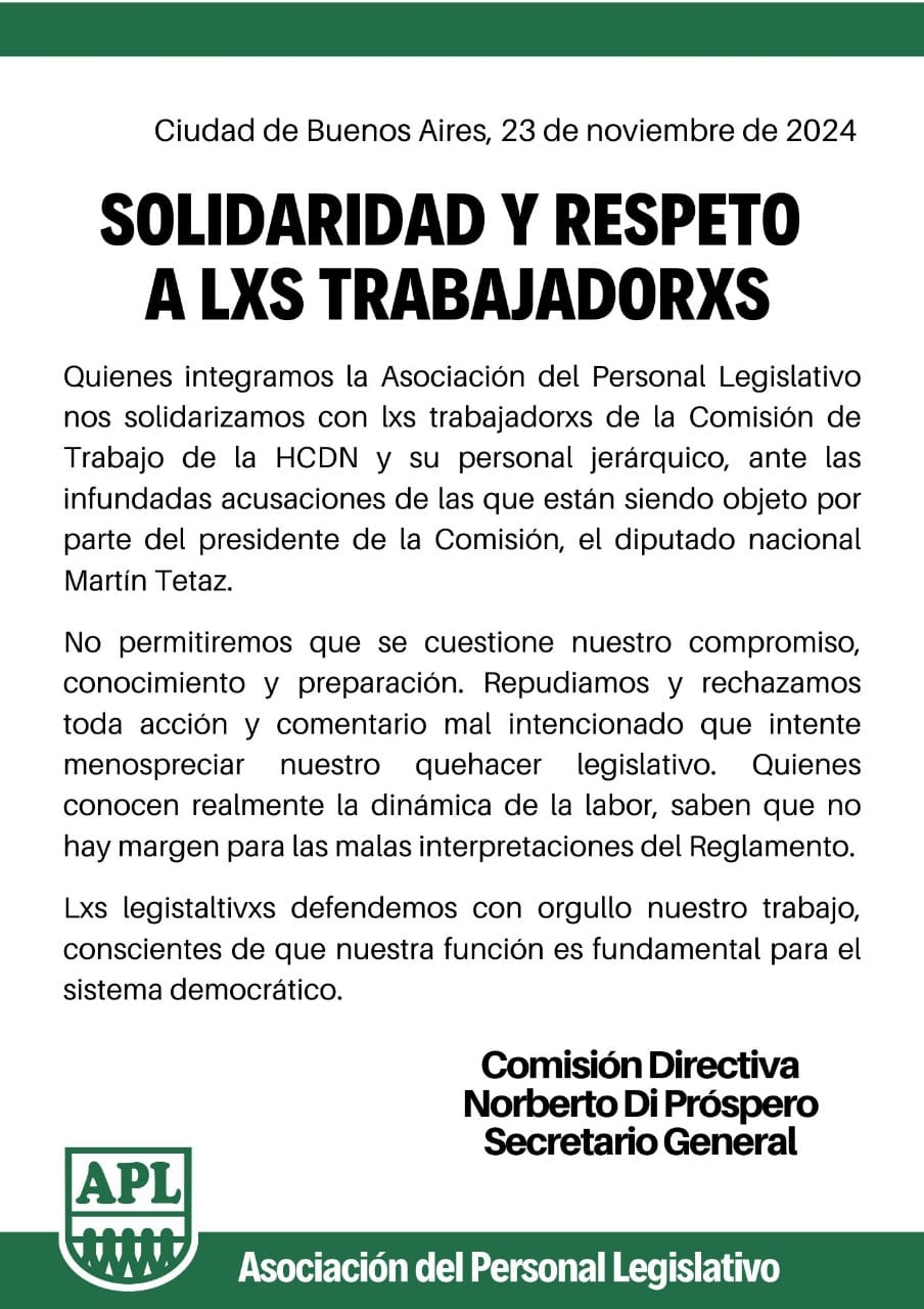 SOLIDARIDAD Y RESPETO A LXS TRABAJADORXS