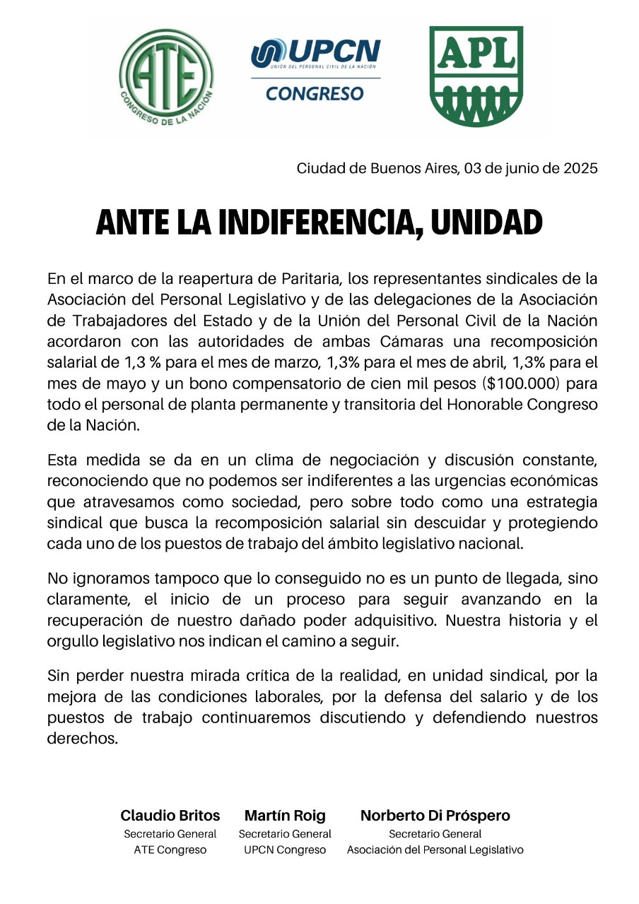 ANTE LA INDIFERENCIA, UNIDAD